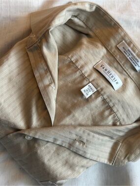 Van Heusen Light Beige Striped Button-Up Shirt